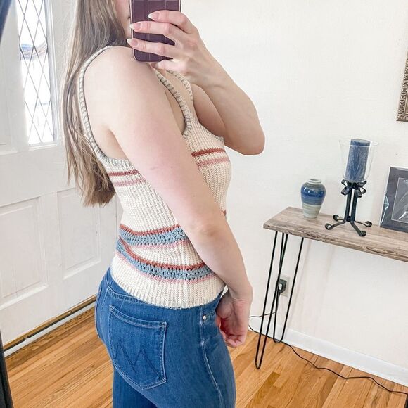 Rails Sienna Crochet Knit Top Cream Rainbow M - Picture 8 of 8